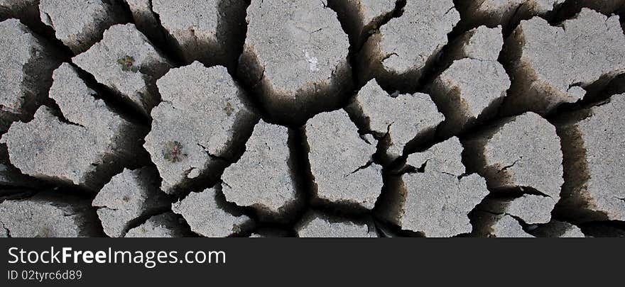 Dried up water reservoir. Drought in Cyprus.