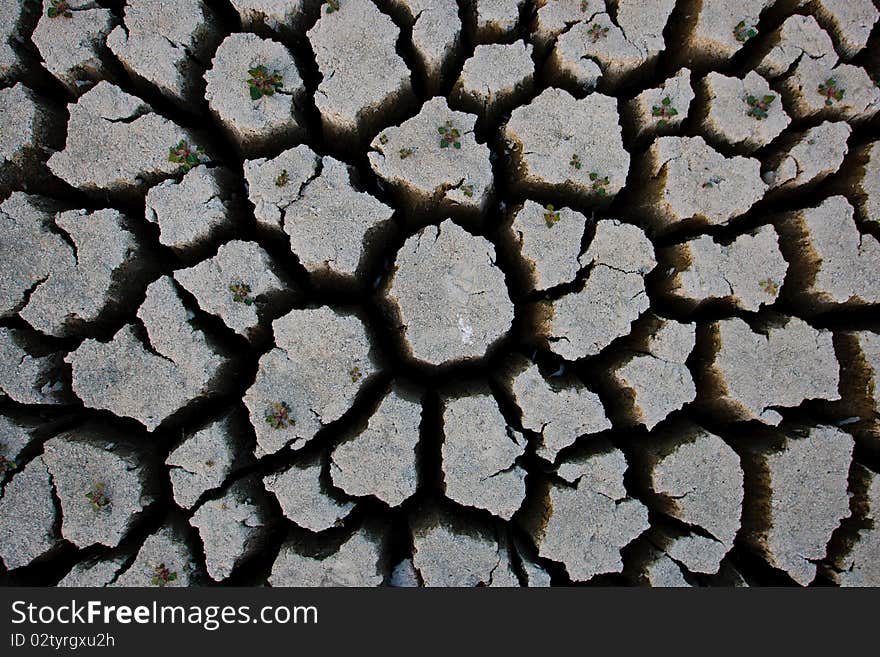 Dried up water reservoir. Drought in Cyprus.