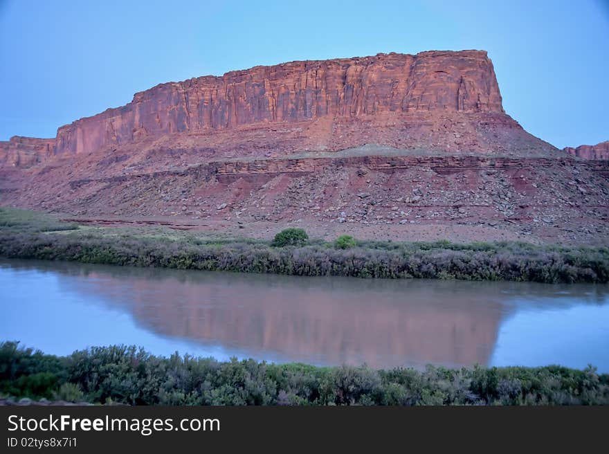 Dawn on a river near Canyonlands National Park in Utah. Dawn on a river near Canyonlands National Park in Utah