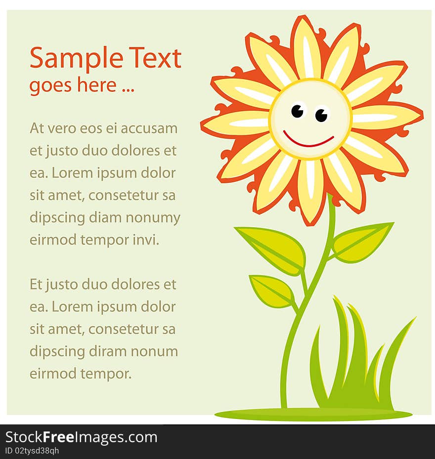 Card with flower and sample text which can be easily replaced by your own text. Vector file (.ai) available!. Card with flower and sample text which can be easily replaced by your own text. Vector file (.ai) available!