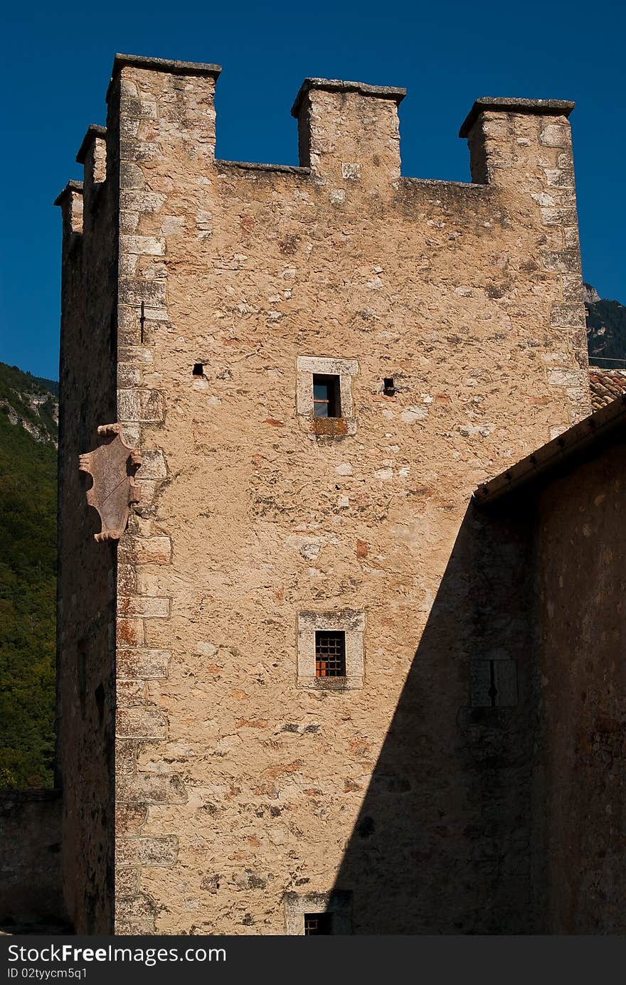A tower of a medieval castle. castle Thun in Trentino. A tower of a medieval castle. castle Thun in Trentino
