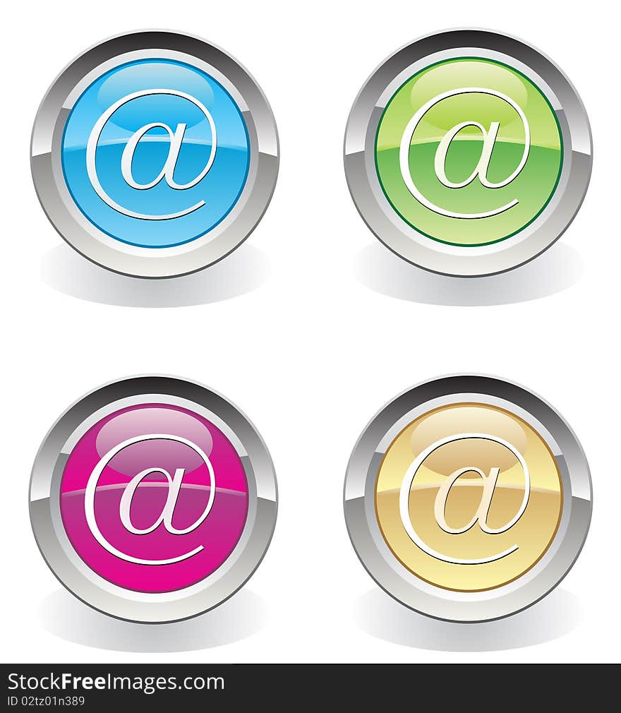 Web butons email four version color. Web butons email four version color