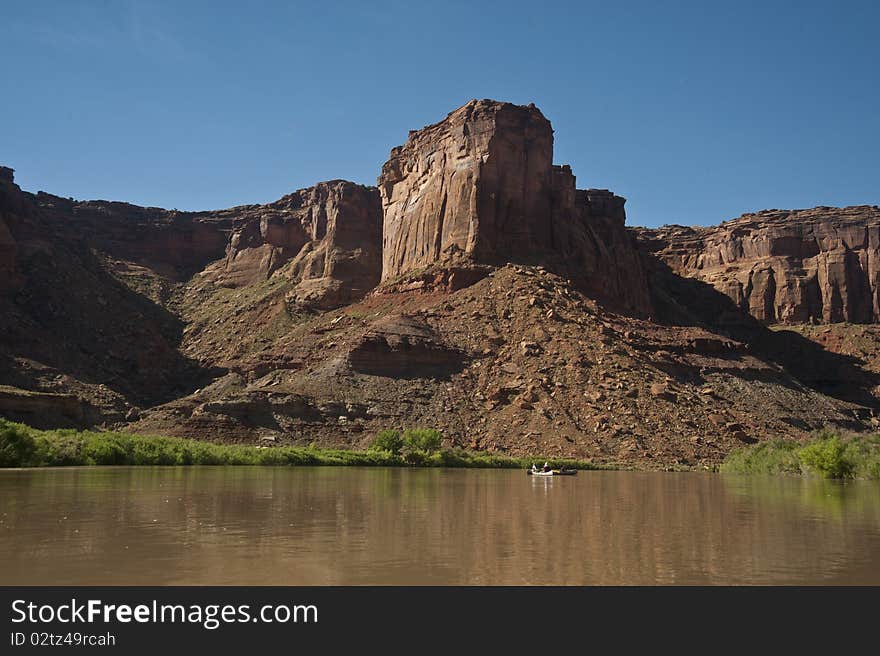 Canoe on a desert river