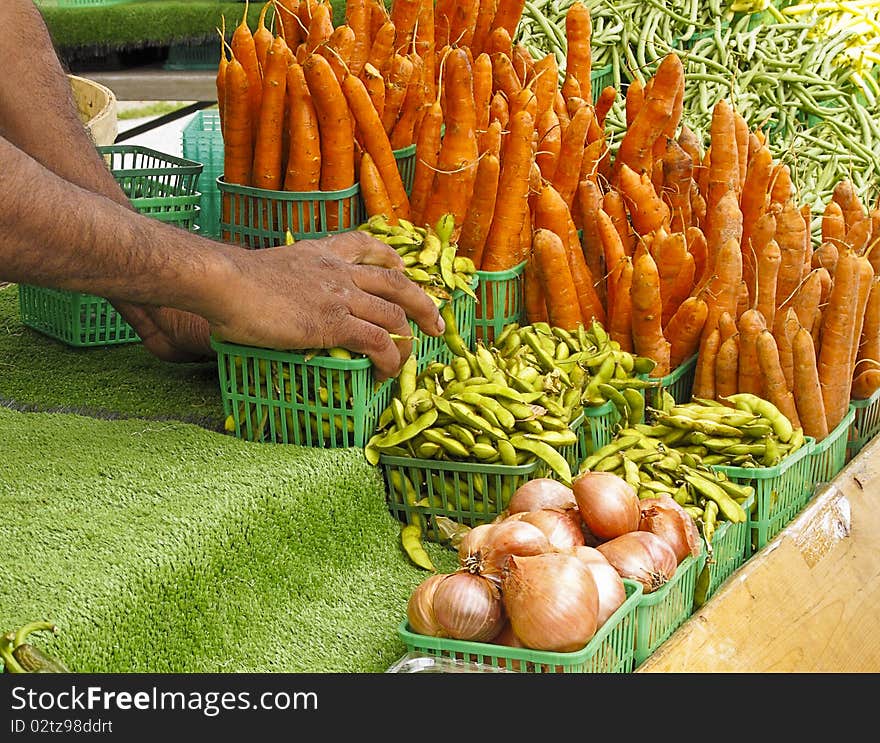 Display of organic vegetables at Farmers Market. Display of organic vegetables at Farmers Market