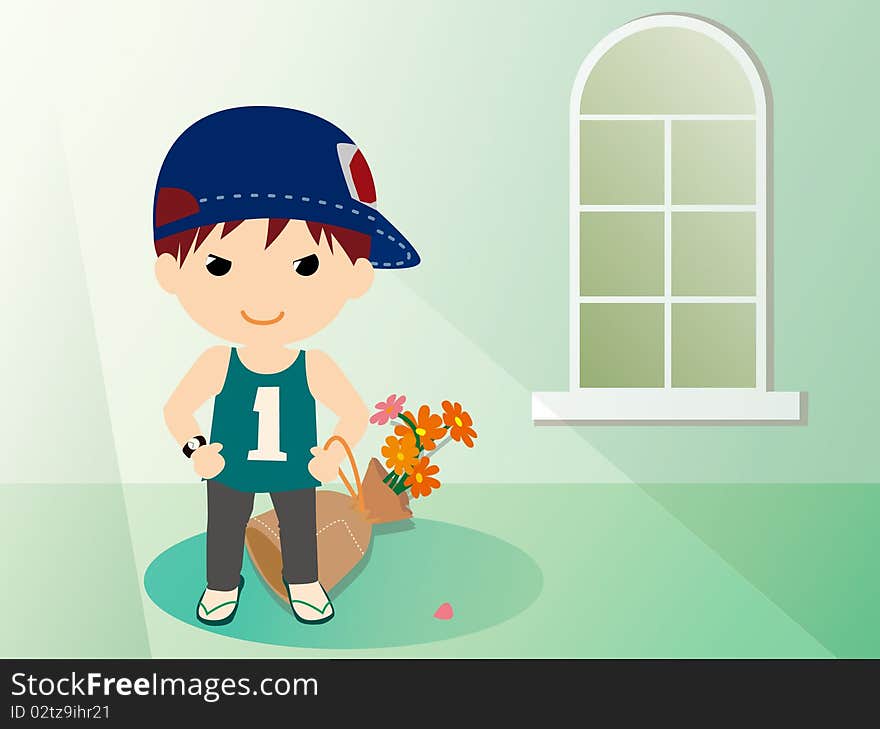 Boy and  flowers-2