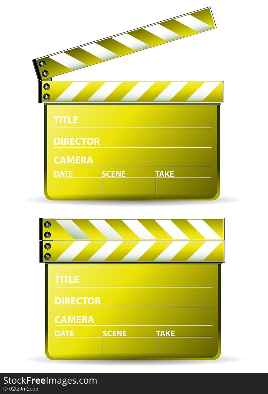 Clapboard on the white background. Clapboard on the white background