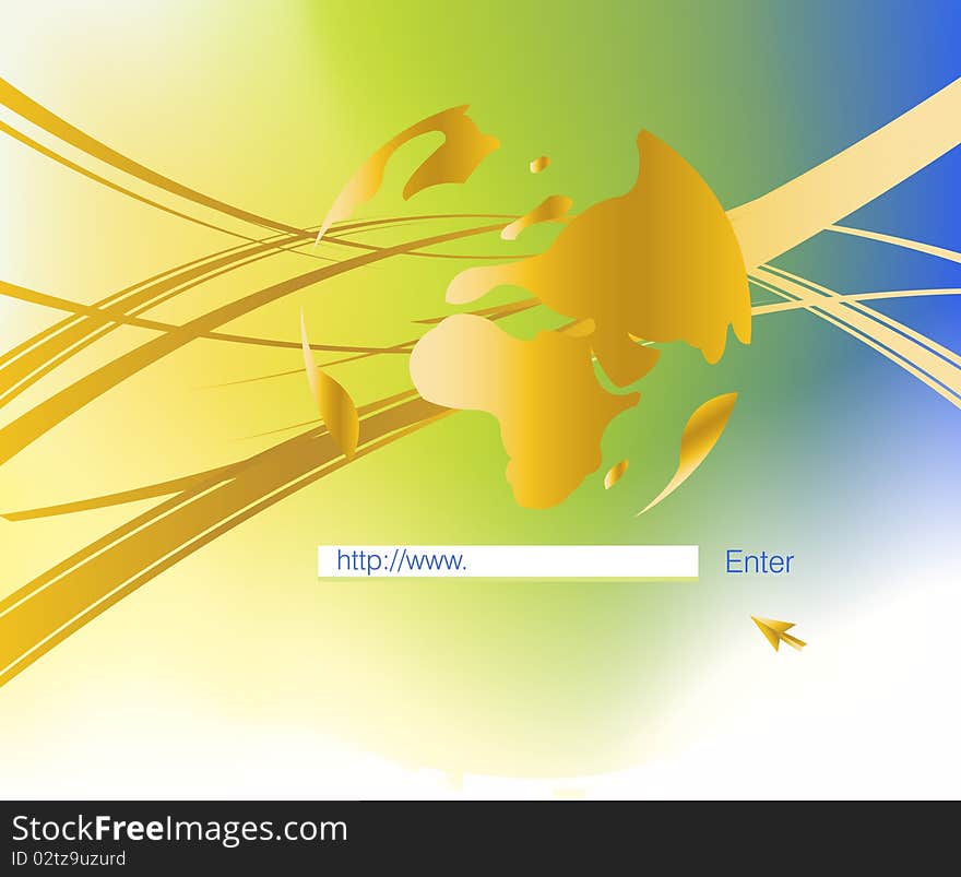 Abstract and Business Background with globe map and wavy lines.