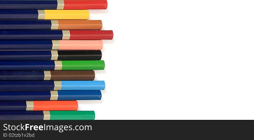 Color pencils isolated on white background