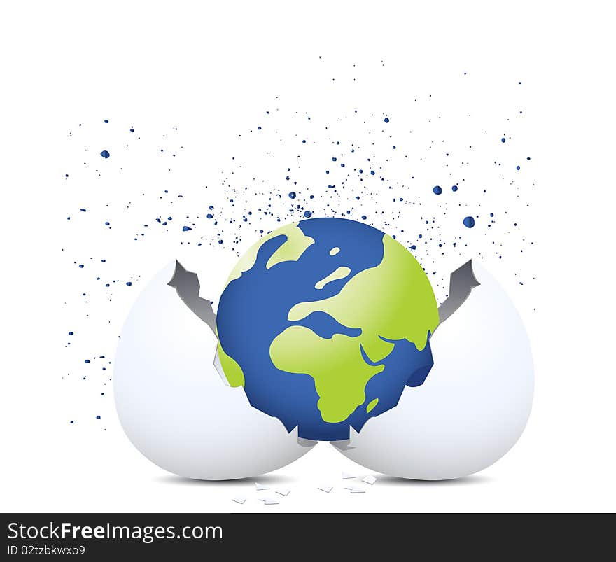 Green globe out of egg shell. Green globe out of egg shell.