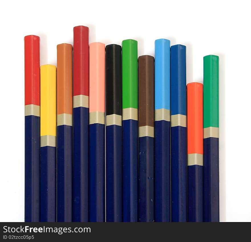 Color pencils isolated on white background