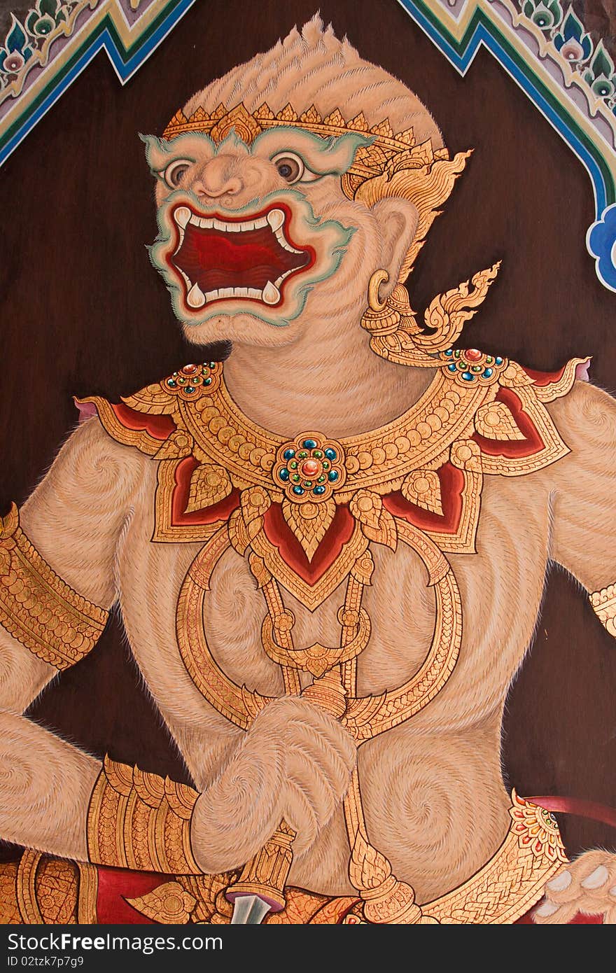 Thai paint ,Ramayana story in Wat Pra Kaw