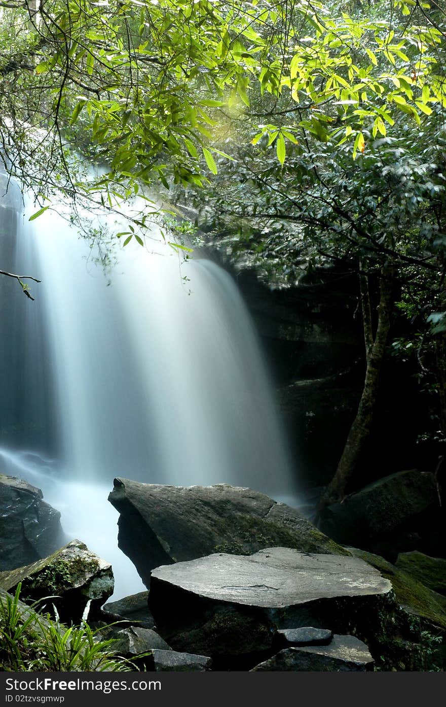 The beautiful waterfall at Phukradung National Park in Thailand