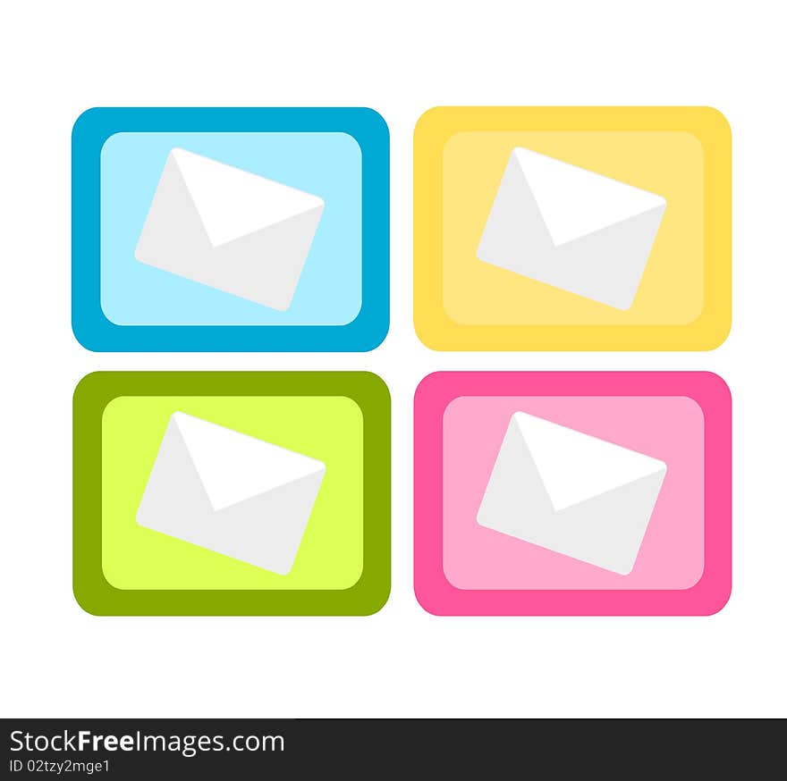 Set of four colorful mail icons