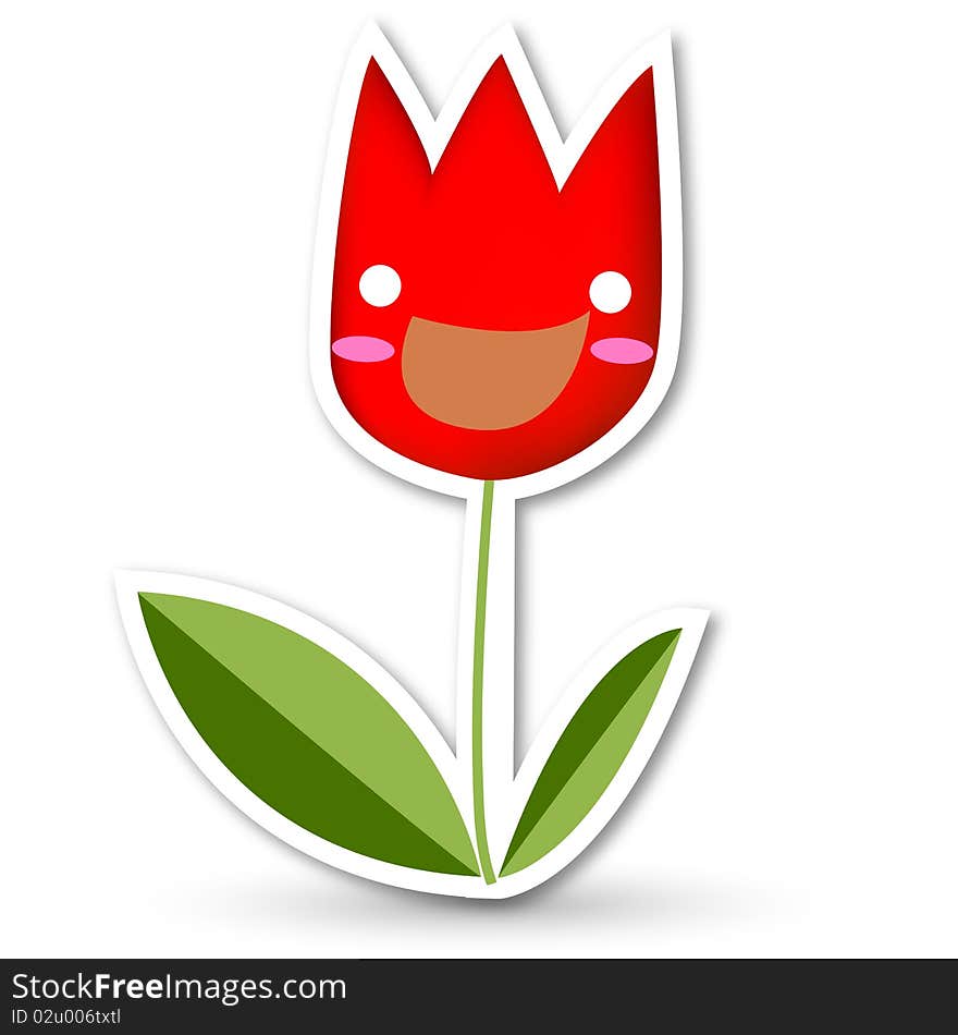 The happy tulip on white background.