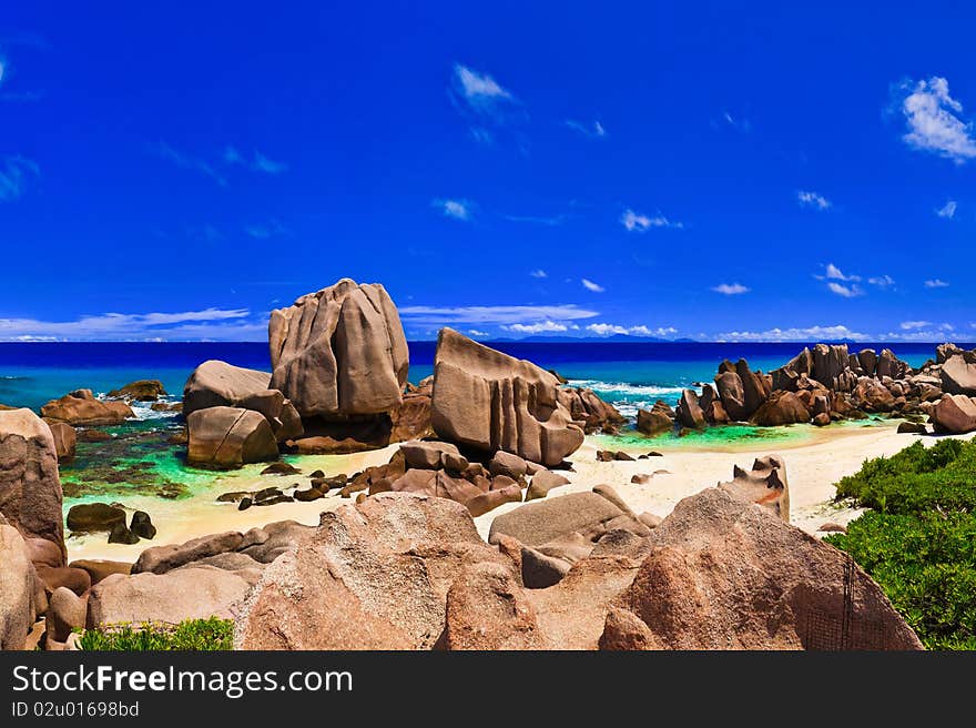 Tropical Beach At Seychelles