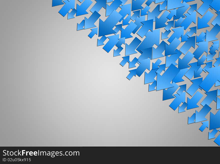 Abstract background with blue arrows on gray back