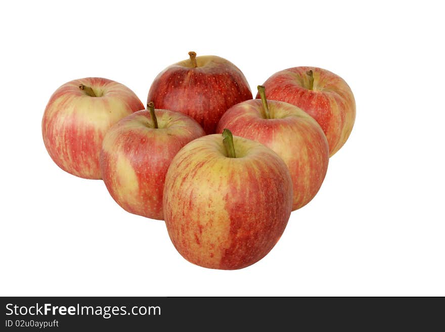 Fresh ripe red apples in isolated over white background