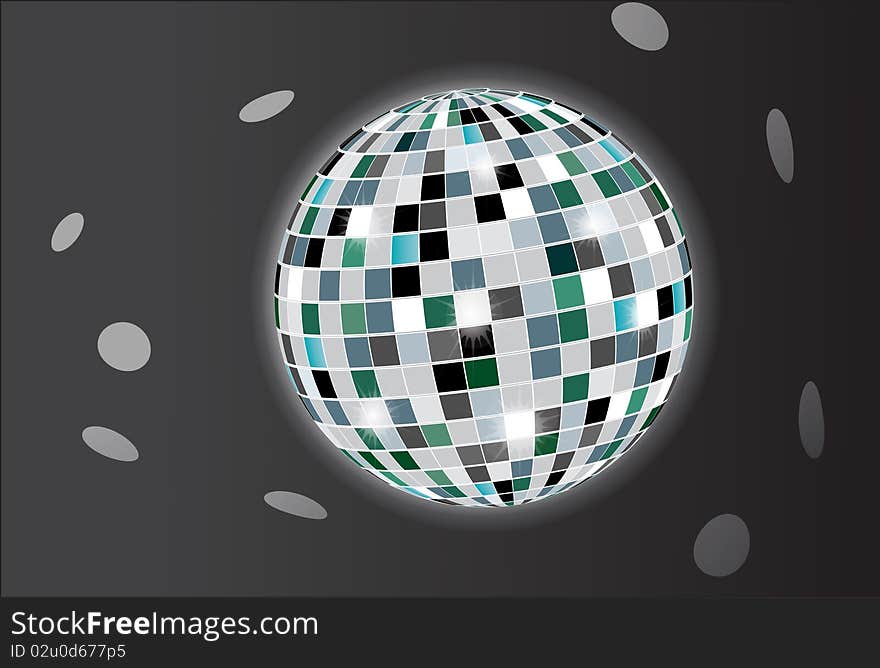 Disco ball on gray background vector illustration. Disco ball on gray background vector illustration