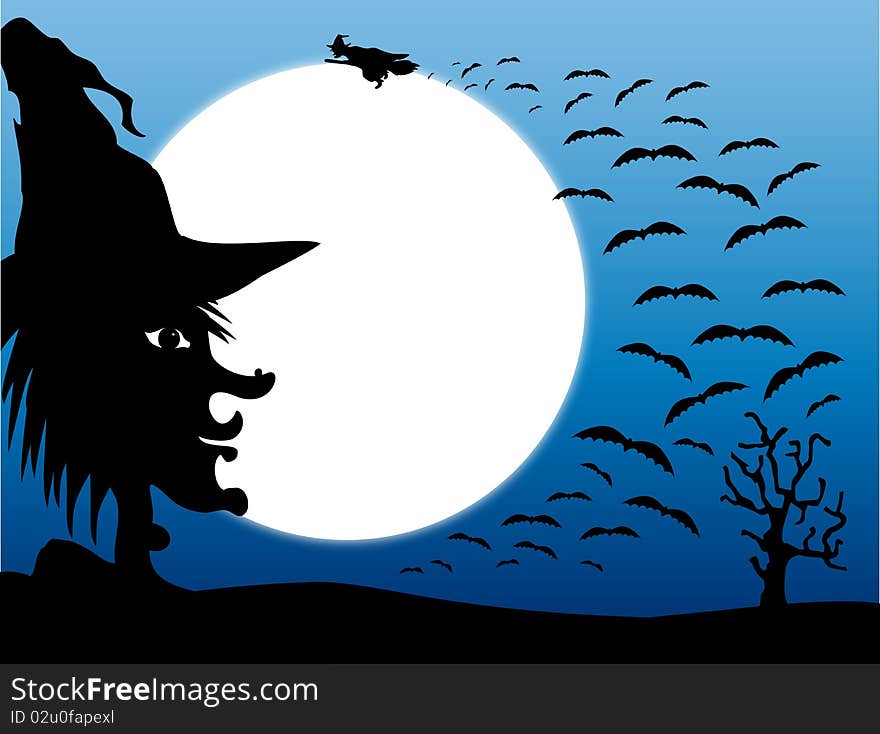 Witches and bats at Halloween