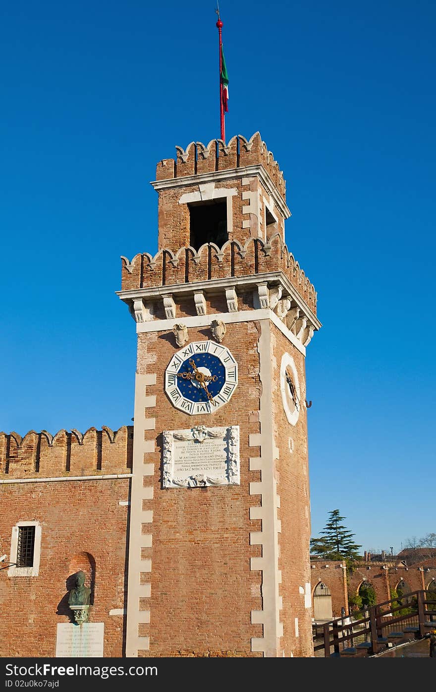 Clock Tower at the entrace of the Arsenale of Venice, Italy. Clock Tower at the entrace of the Arsenale of Venice, Italy