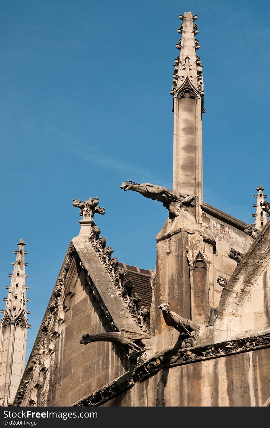 Exterior detail of St Severin Church in Paris showing the Flamboyant Gothic style. Exterior detail of St Severin Church in Paris showing the Flamboyant Gothic style