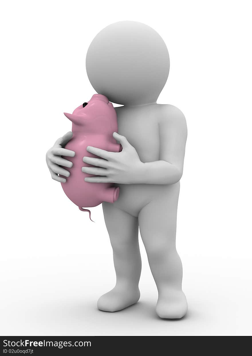 Character and piggy bank