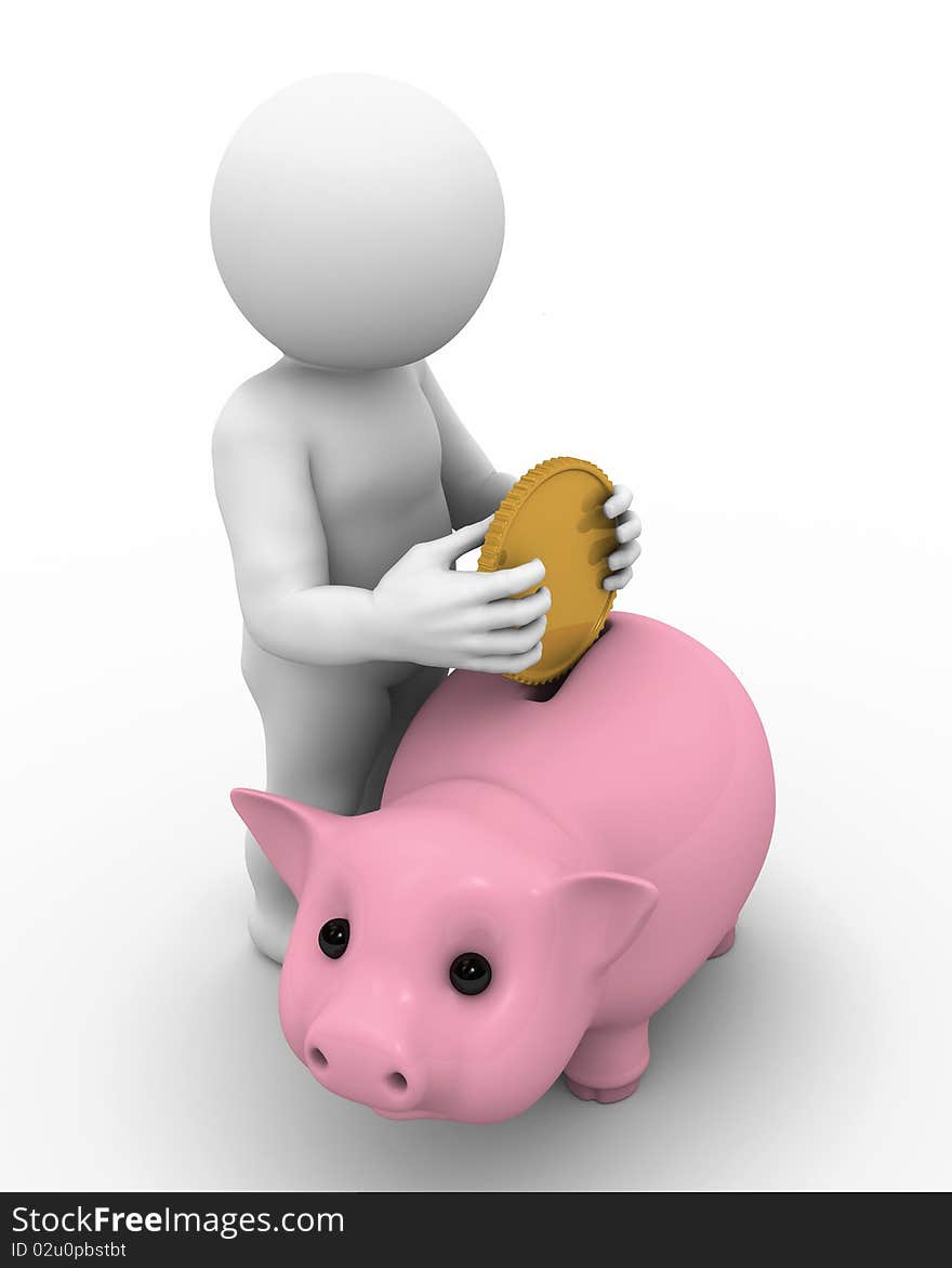 Character And Piggy Bank