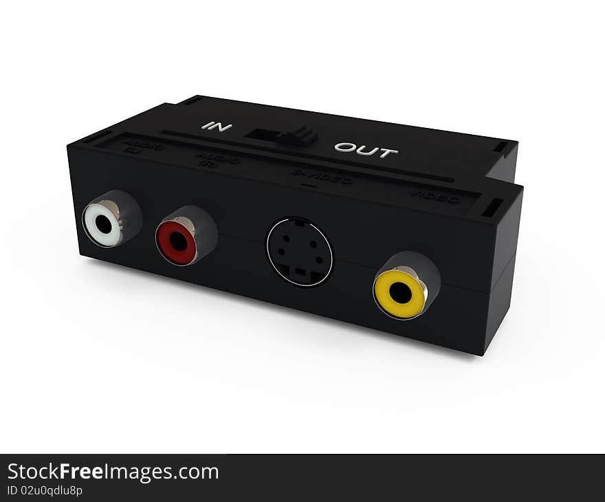 Video adapter with RCA, isolated on white, 3d illustration