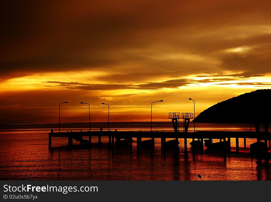 This photo is Sun Set at Royal Thai Navy Academy Chonburi Thailand