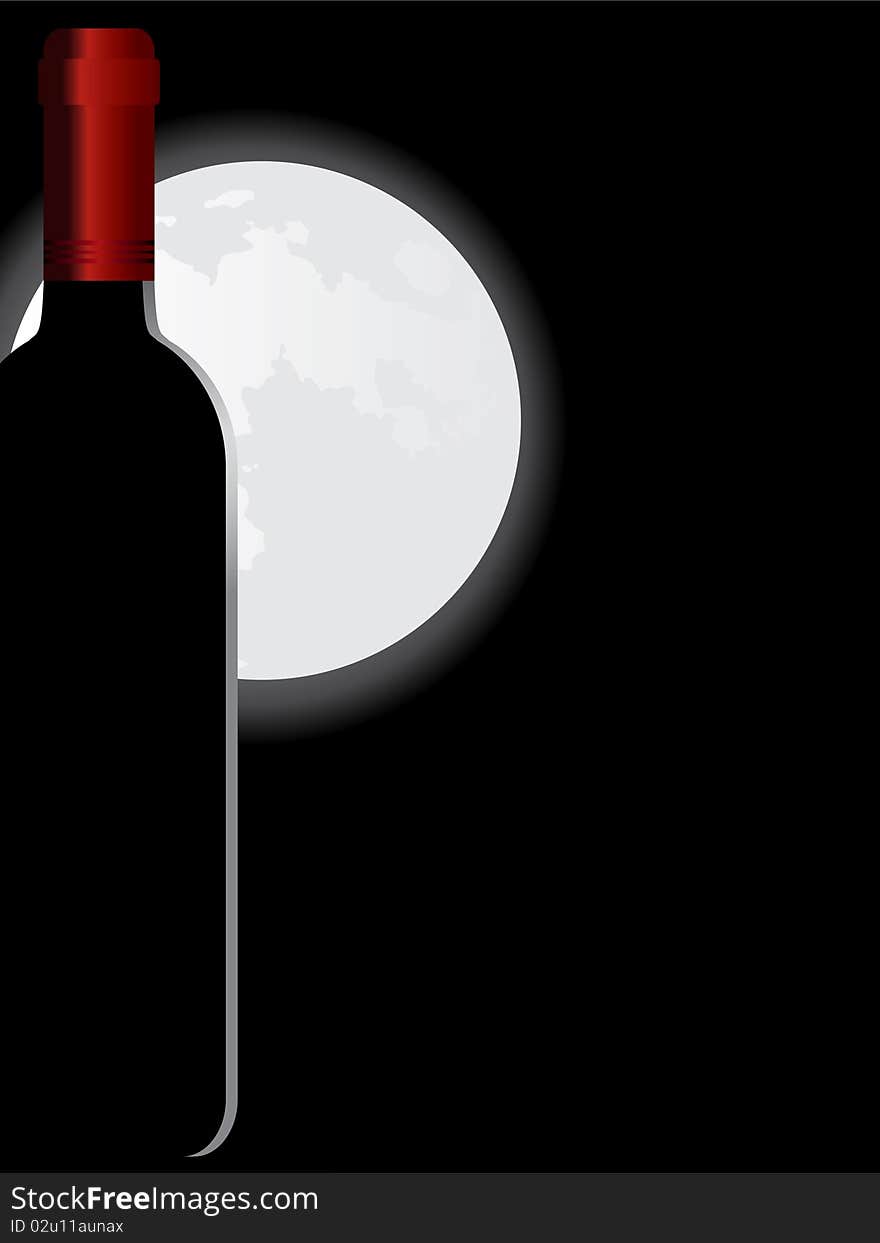 Vector illustration of a moonlighted glass bottle