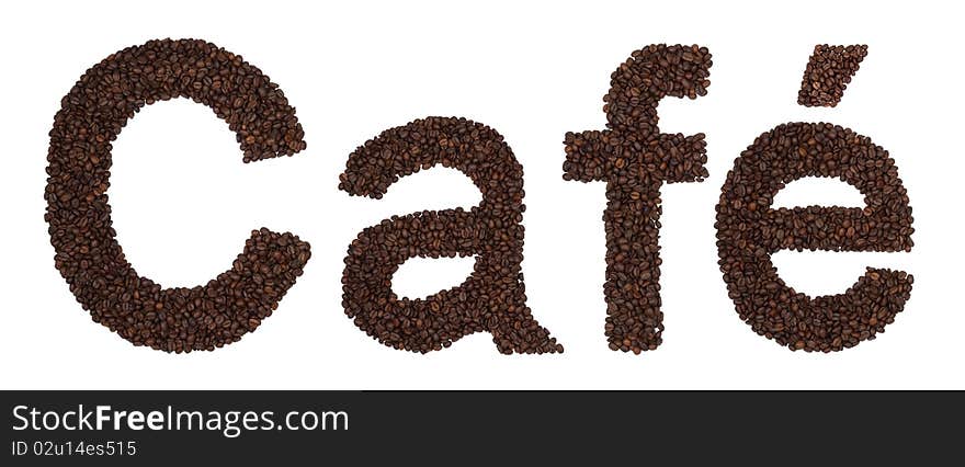 Cafe Sign From Coffee Beans