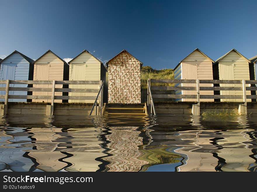 Beach Huts Reflected