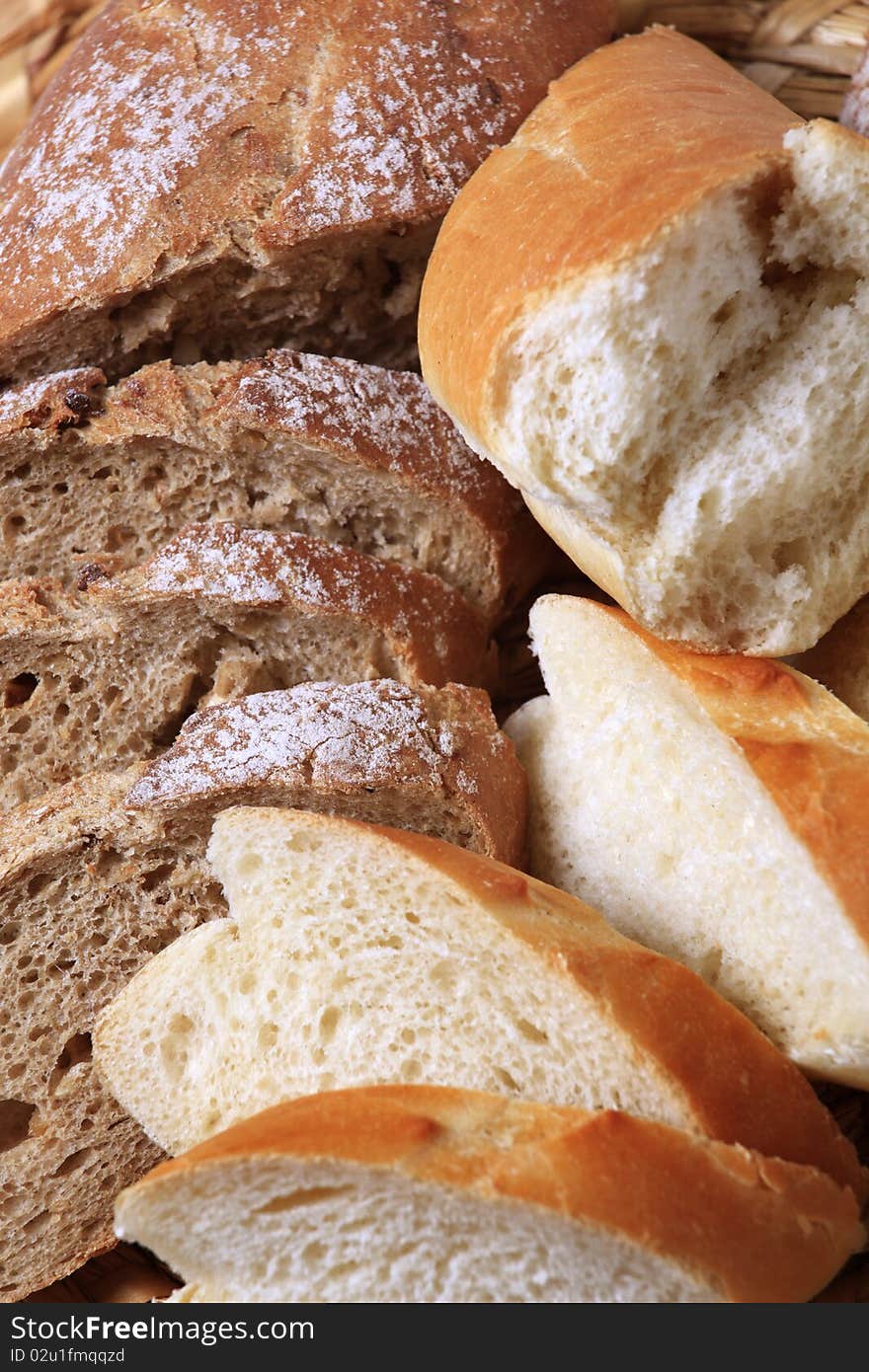 Slices of white and brown bread - detail