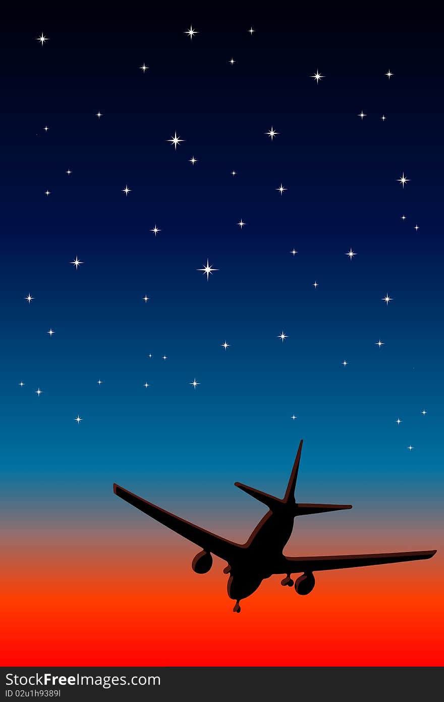 Graphic illustration of landing plane