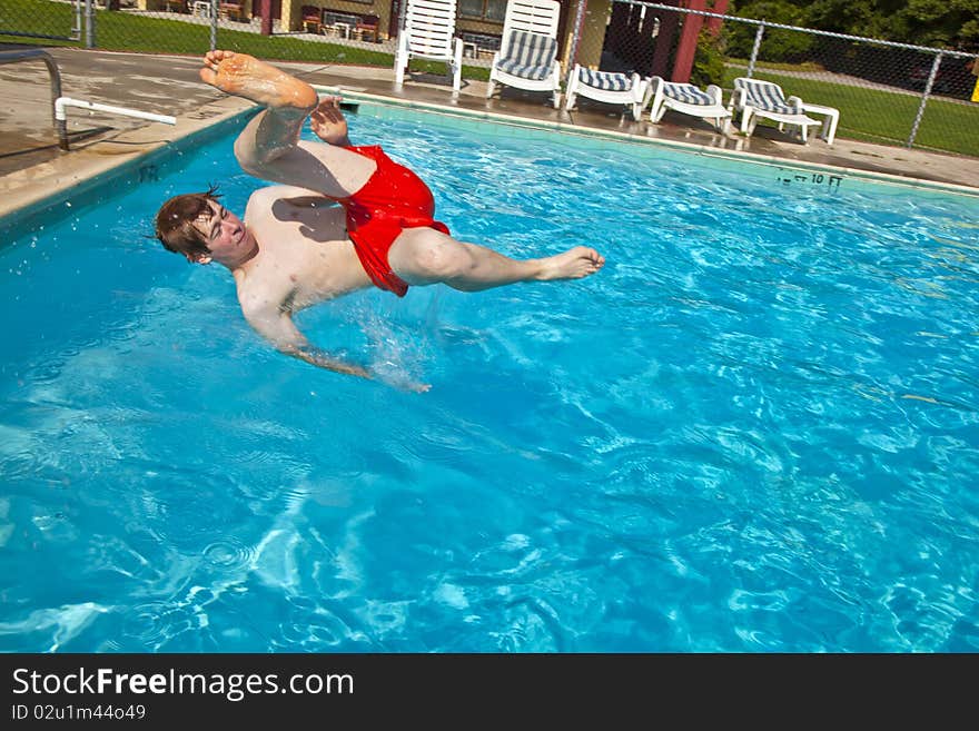 Child has fun in the pool