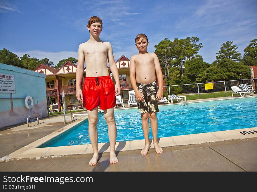 Brothers Having Fun At The Pool