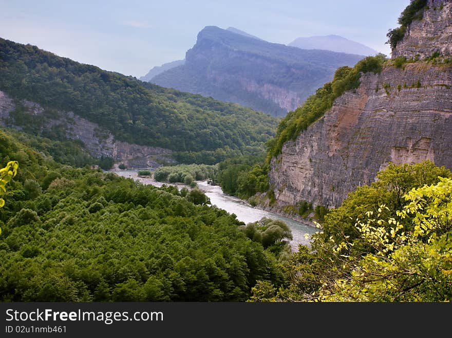 Kodori gorge. River Kodori (Abhasia)