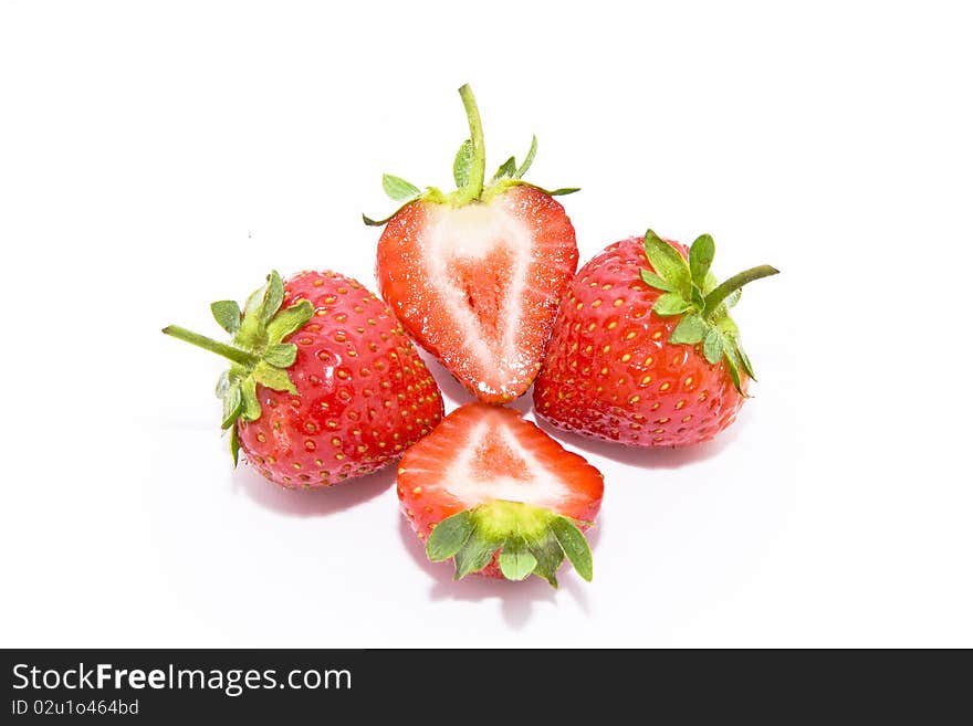 Fresh strawberries in white background