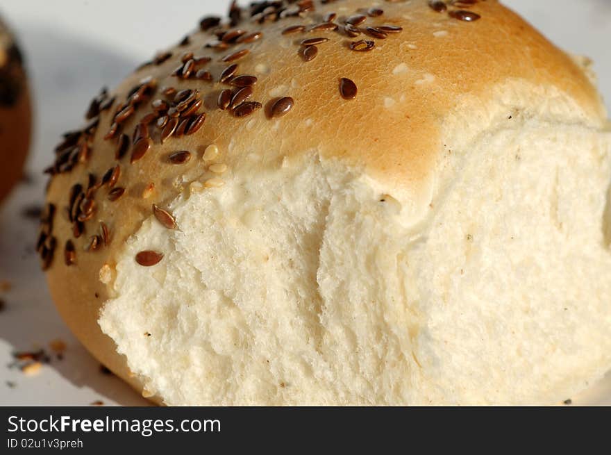 Detail of braided roll with flaxseed