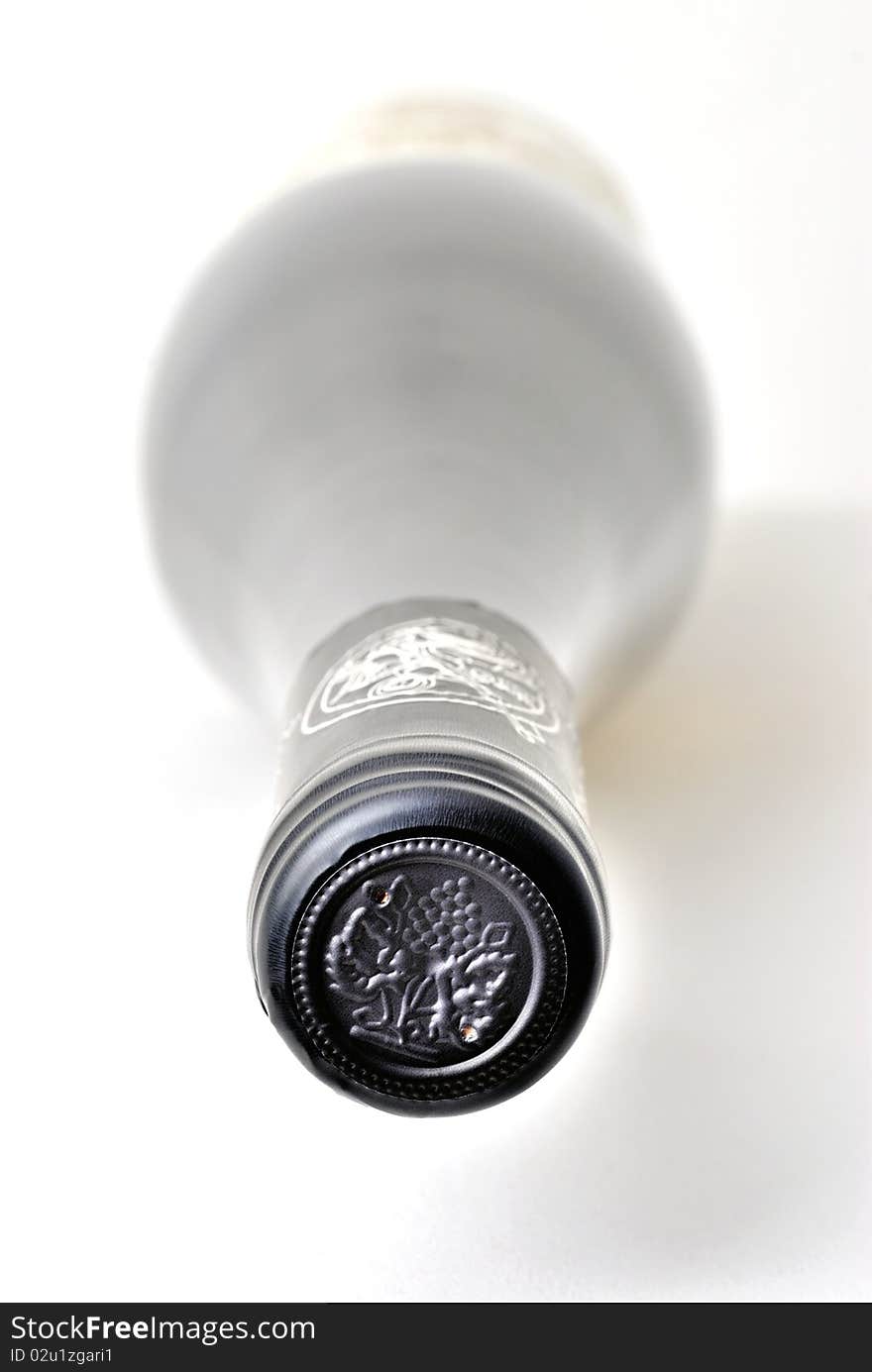 Lateral positioned bottle of wine