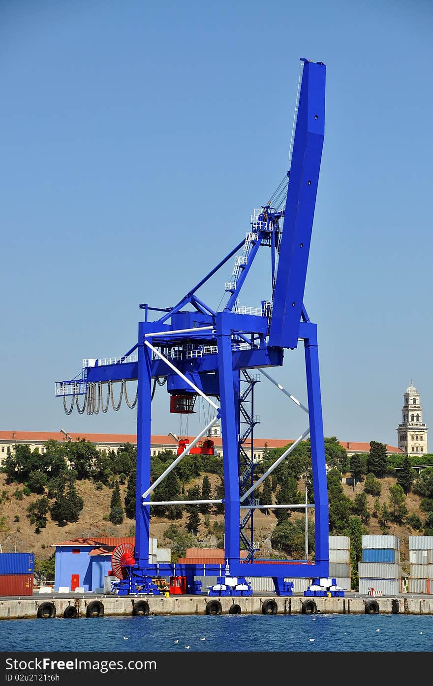 Details of a huge container terminal crane. Details of a huge container terminal crane