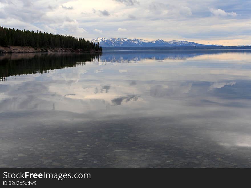 Yellowstone river in a mist morning,Yellowstone National Park,Wyoming,USA.