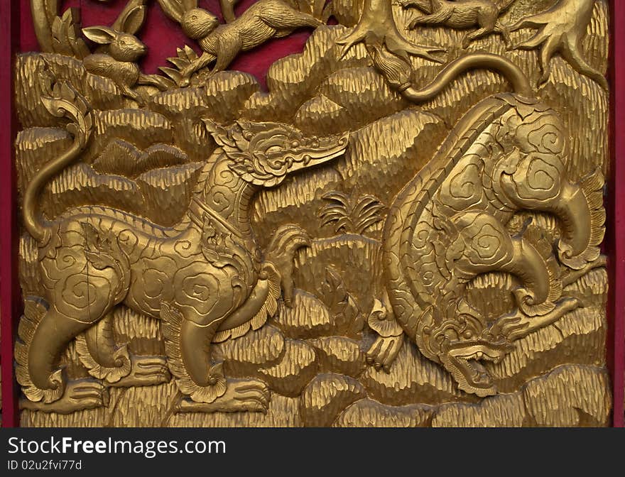 Details of thai traditional style in door background