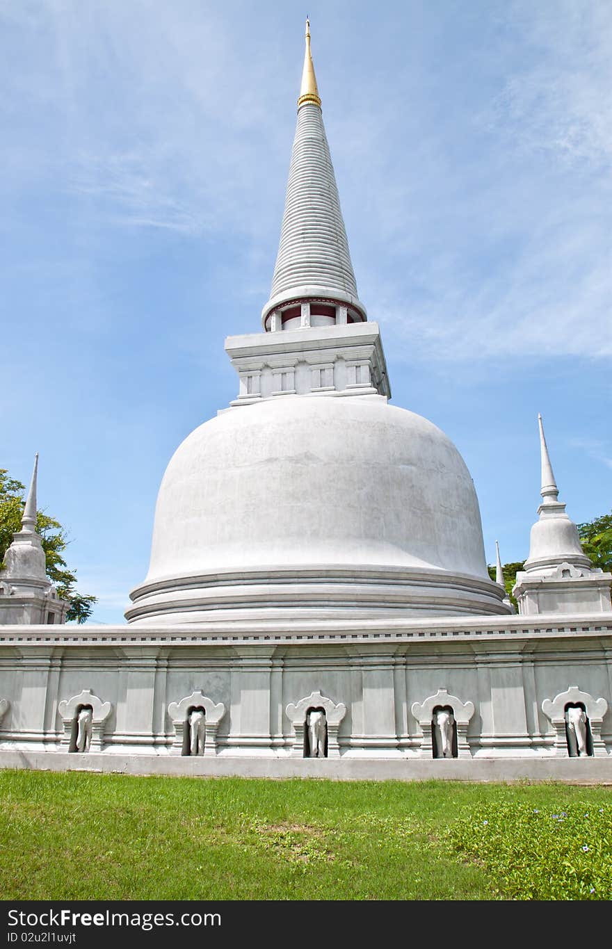 Thai pagoda background on blue sky