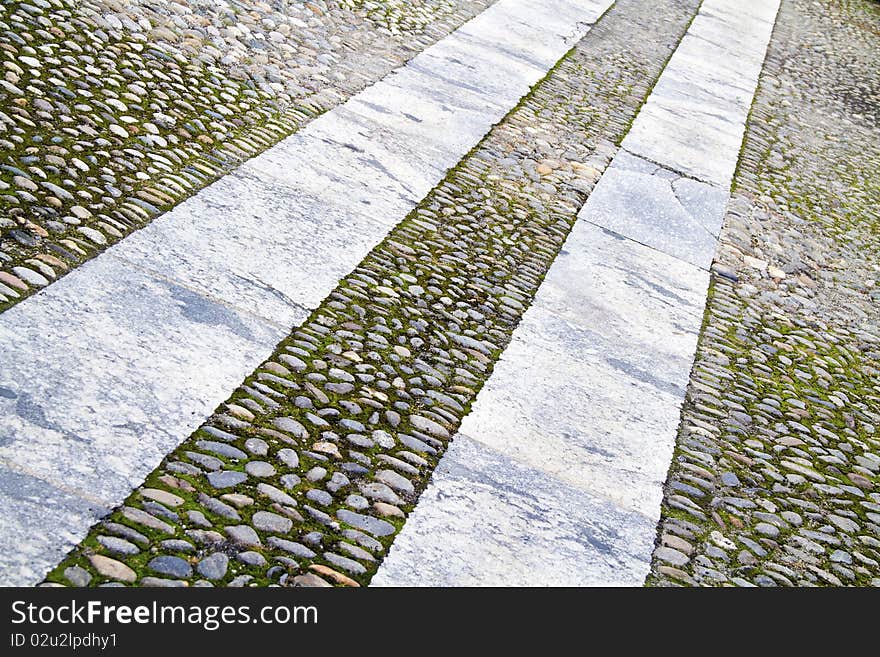 Road gravel and stone slabs. Road gravel and stone slabs