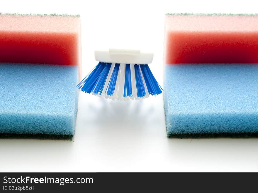 Washing-up brush with sponge for the budget. Washing-up brush with sponge for the budget