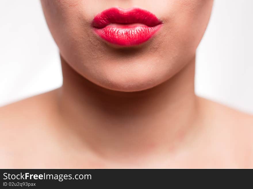 Mouth with red lips kissing. Mouth with red lips kissing