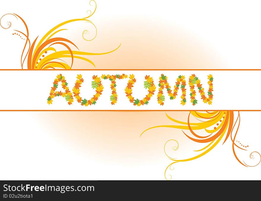 Abstract autumn banner with floral ornament. Illustration