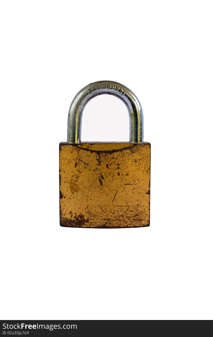 Rusted Open Padlock, isolated on white background