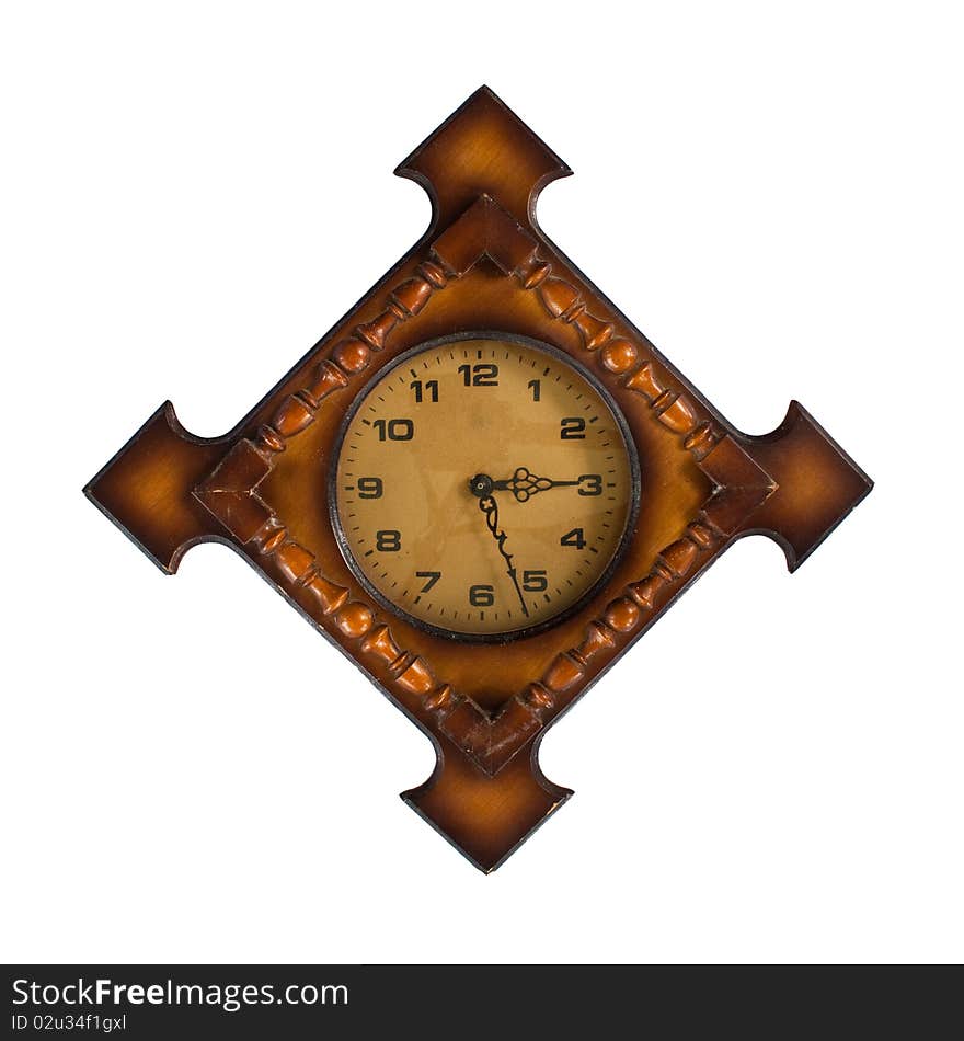 Old classic clock isolated on white background